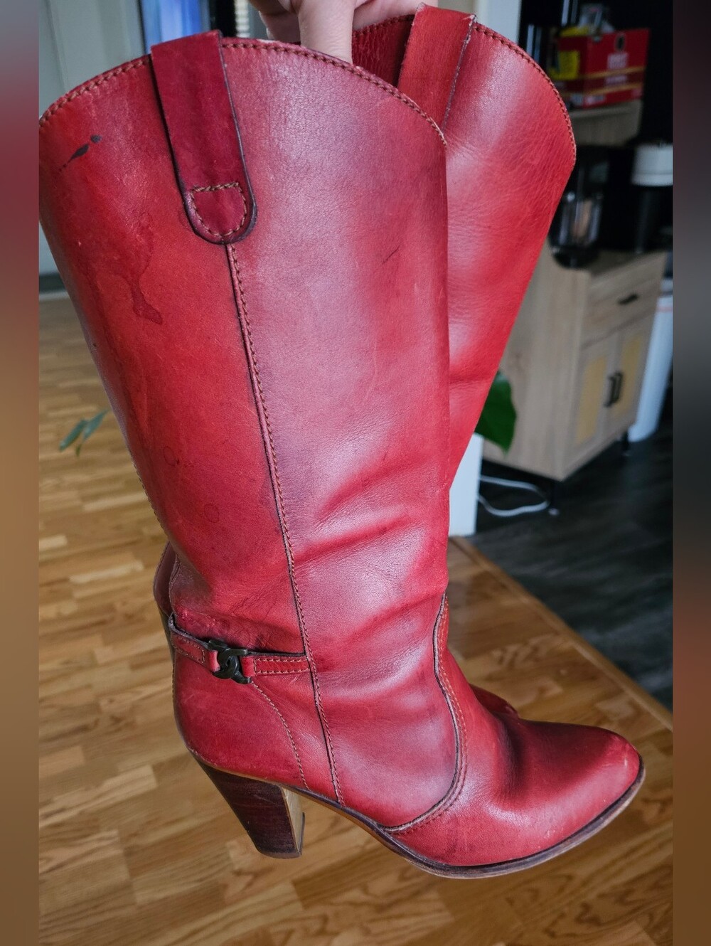 THE COOLEST leather Red High Heel Boots
